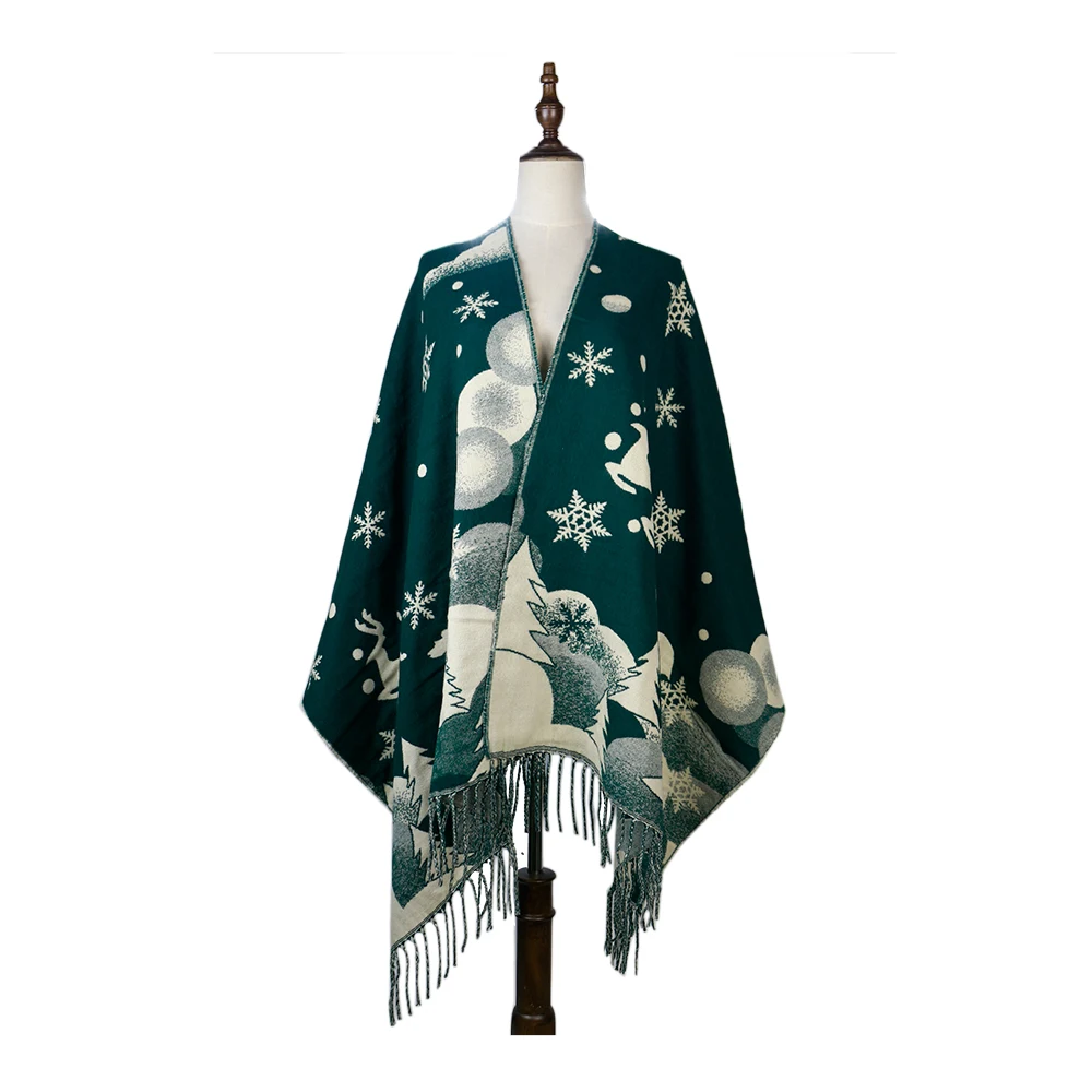 

Cashmere Acrylic Blanket Shawls Snowflake Deer Jacquard